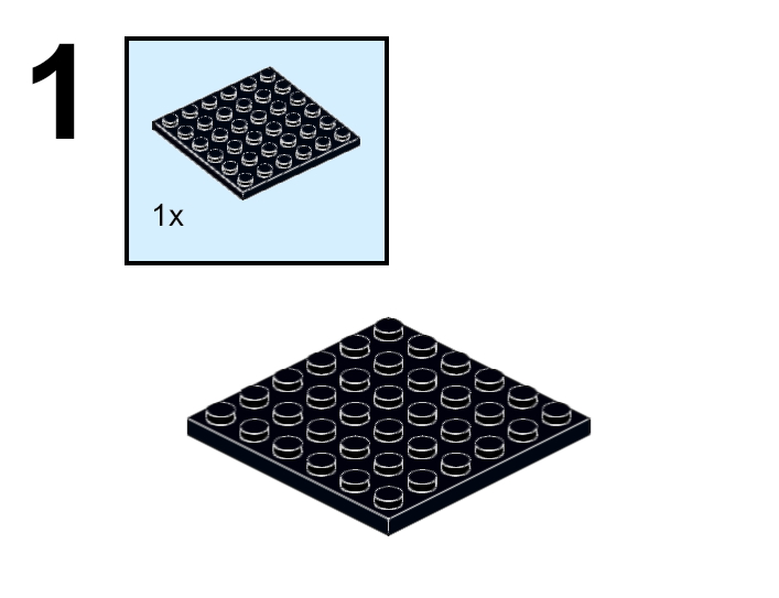 Step 1 of the instructions for a simple LEGO black and white colorblock vase.